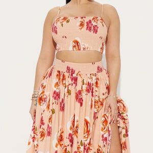 Devoted To Me Floral Skirt Set - Peach